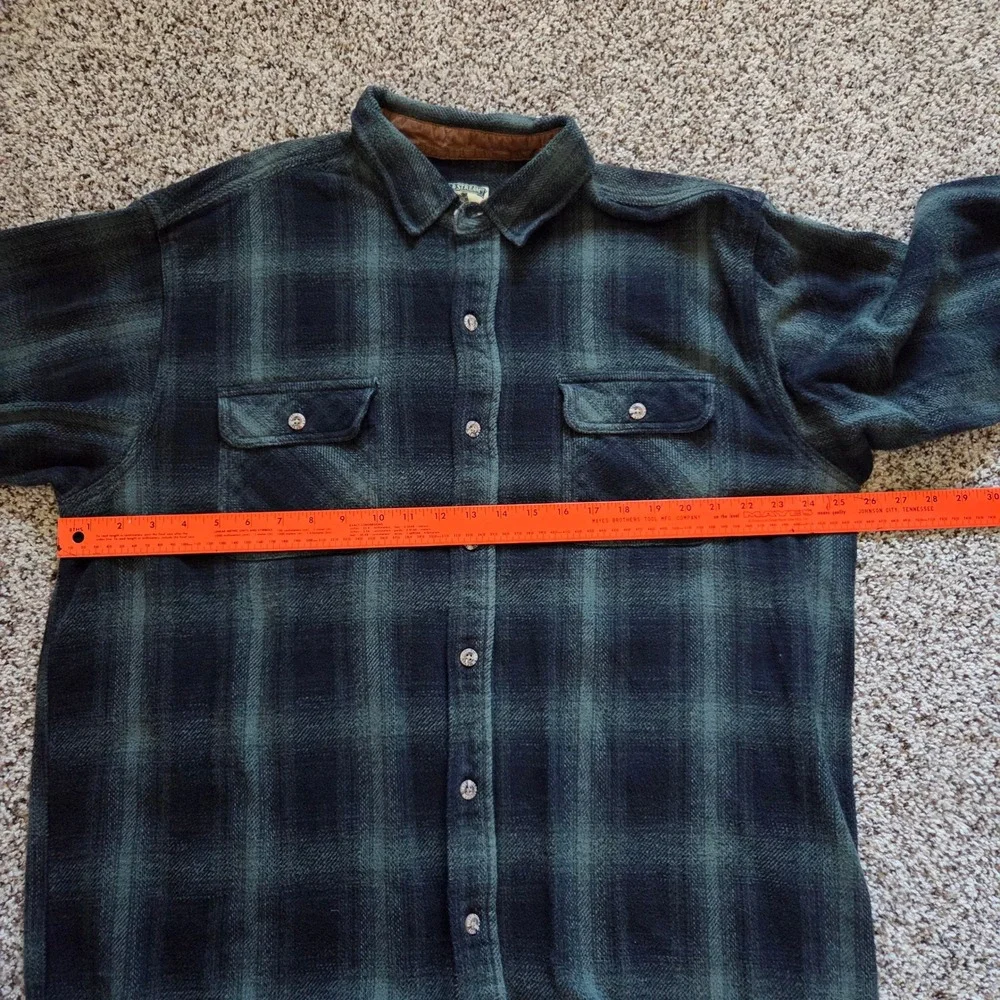 Field & Stream Mens XXLT Tall Flannel Shirt Green Black Plaid Heavy 100% Cotton